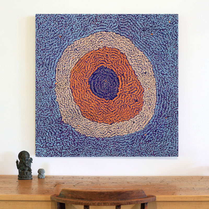 Aboriginal Artwork by Delena Napaljarri Turner, Pikilyi Jukurrpa (Vaughan Springs Dreaming), 91x91cm