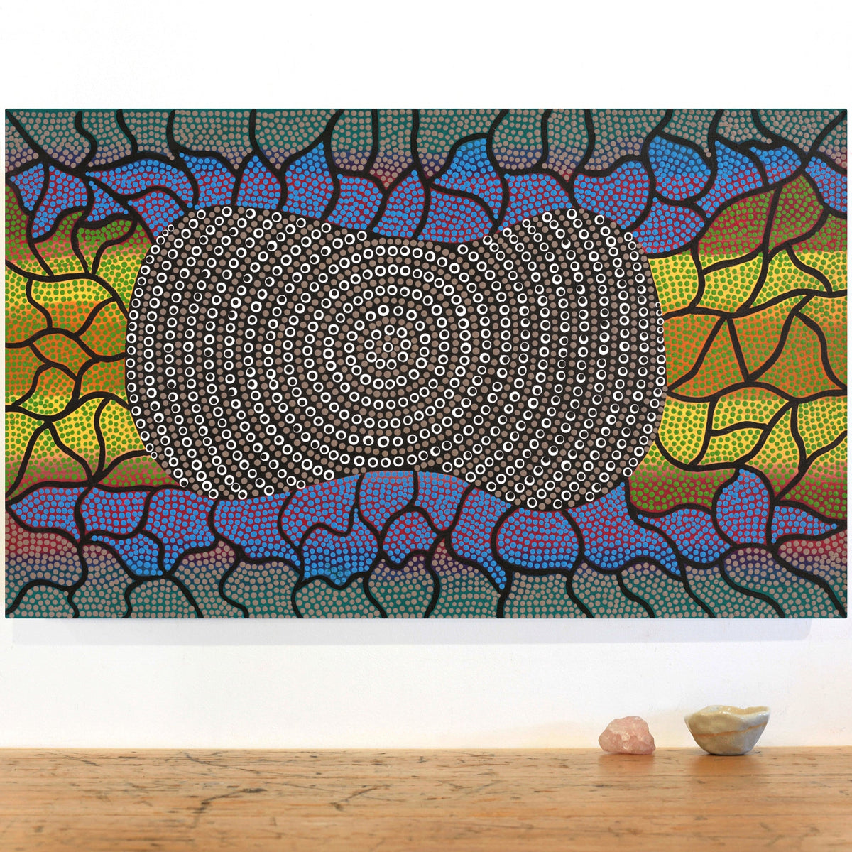 Aboriginal Art by Delvene Napangardi Langdon, Wanakiji Jukurrpa (Bush Tomato Dreaming), 76x46cm - ART ARK®