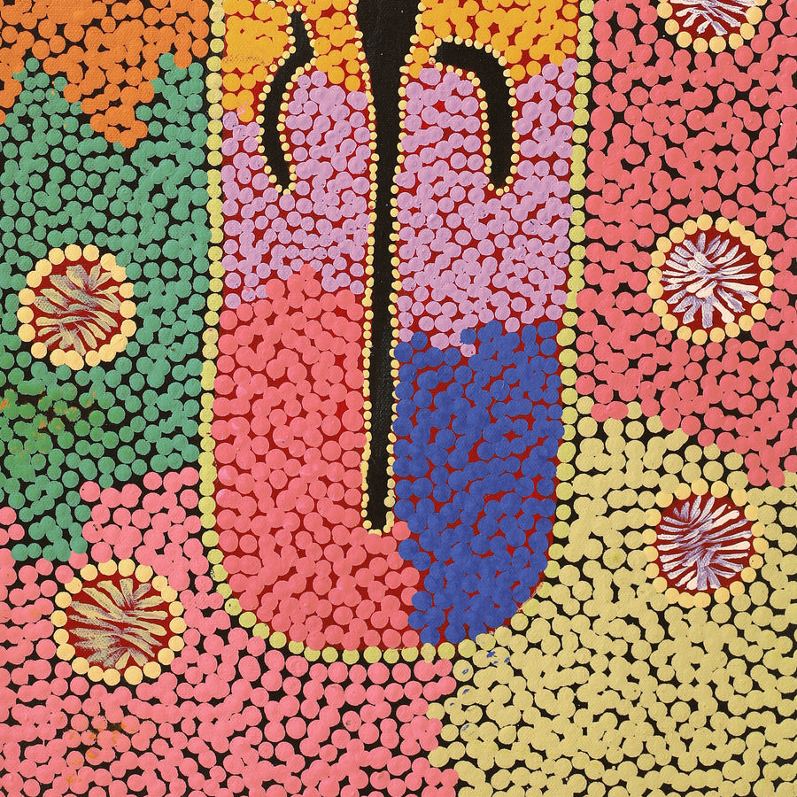 Aboriginal Artwork by Denny Jampijinpa Frank, Wati-jarra Jukurrpa (Two Men Dreaming), 61x30cm