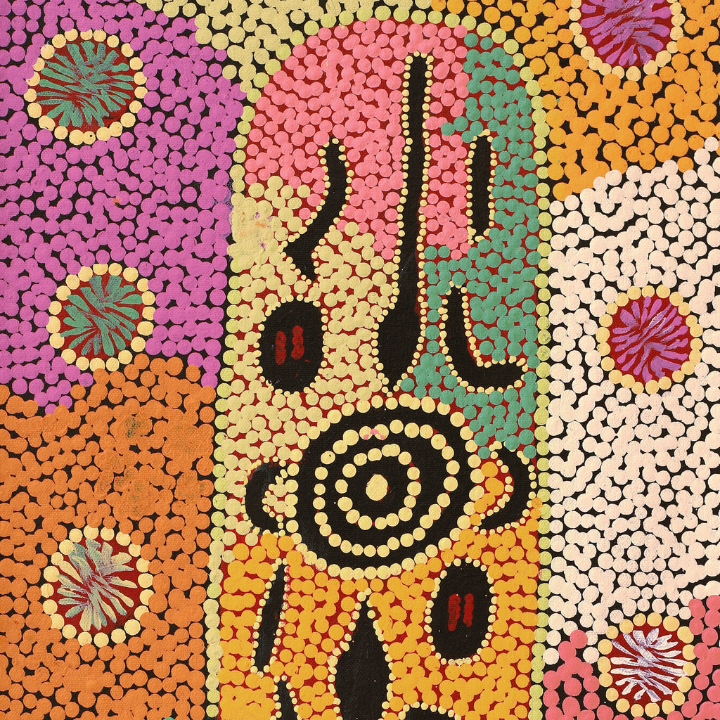 Aboriginal Artwork by Denny Jampijinpa Frank, Wati-jarra Jukurrpa (Two Men Dreaming), 61x30cm