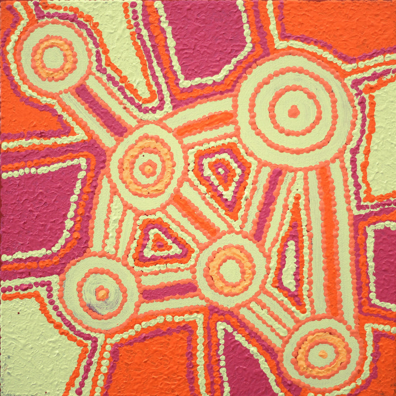 Aboriginal Artwork by Desphina Nampijinpa Brown, Karnta Jukurrpa (Womens Dreaming) - Pikilyi, 30x30cm