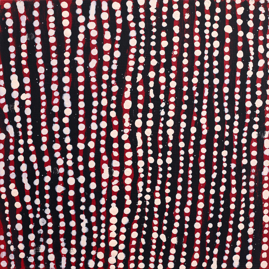 Aboriginal Artwork by Desmond Japangardi Williams, Ngapa Jukurrpa (Water Dreaming) - Pirlinyarnu, 30x30cm