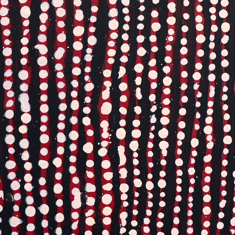 Aboriginal Artwork by Desmond Japangardi Williams, Ngapa Jukurrpa (Water Dreaming) - Pirlinyarnu, 30x30cm