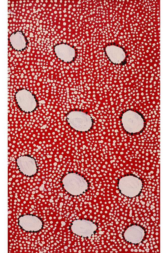 Aboriginal Artwork by Desmond Japangardi Williams, Ngapa Jukurrpa - Pirlinyarnu, 76x46cm