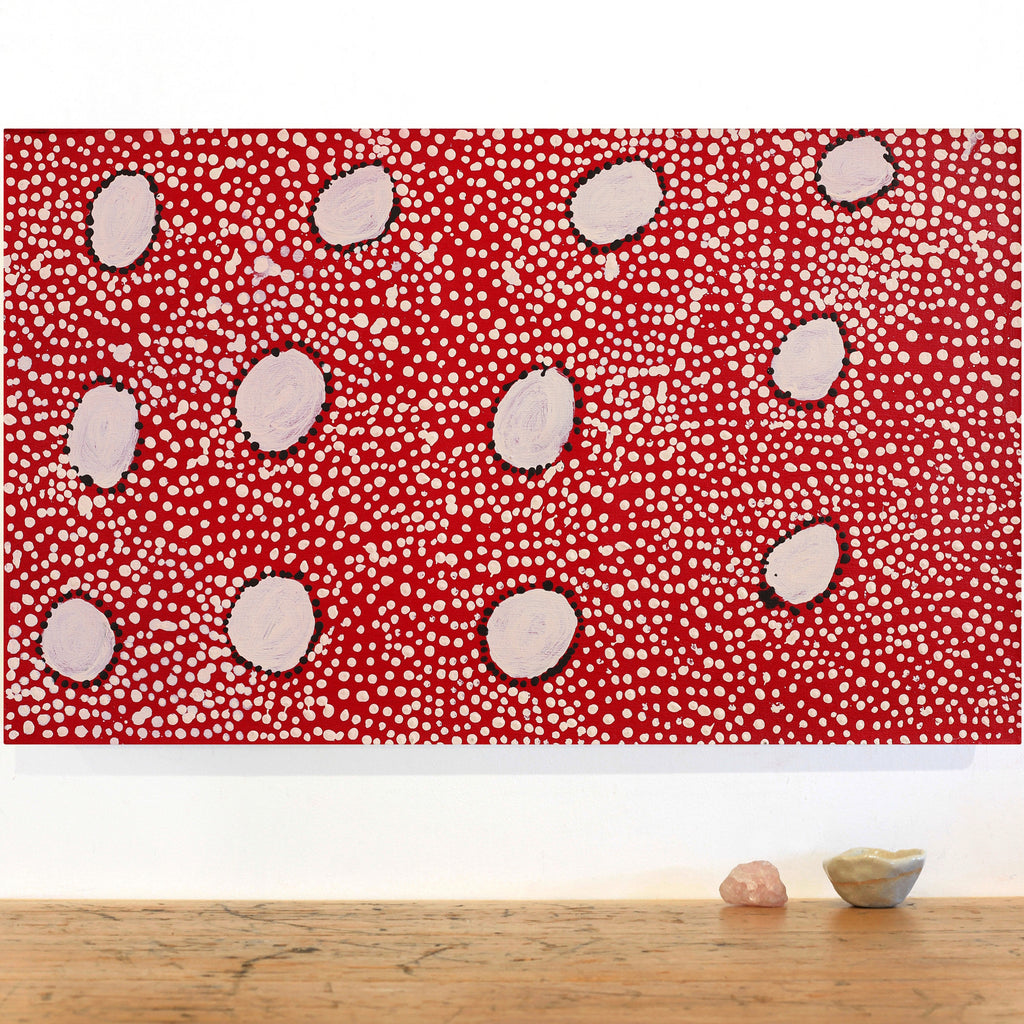 Aboriginal Artwork by Desmond Japangardi Williams, Ngapa Jukurrpa - Pirlinyarnu, 76x46cm