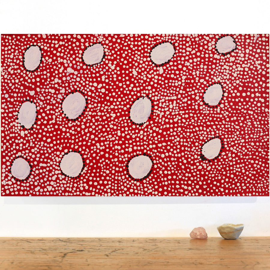 Aboriginal Artwork by Desmond Japangardi Williams, Ngapa Jukurrpa - Pirlinyarnu, 76x46cm