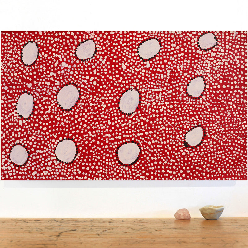 Aboriginal Artwork by Desmond Japangardi Williams, Ngapa Jukurrpa - Pirlinyarnu, 76x46cm
