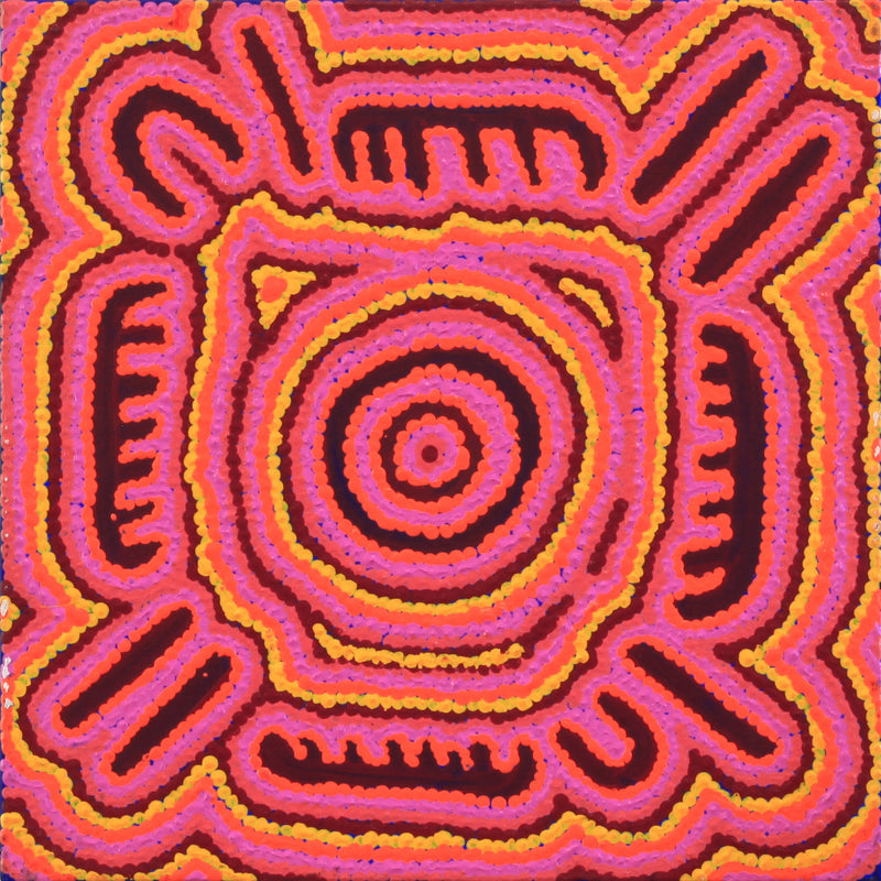 Aboriginal Artwork by Desphina Nampijinpa Brown, Karnta Jukurrpa (Womens Dreaming), 30x30cm