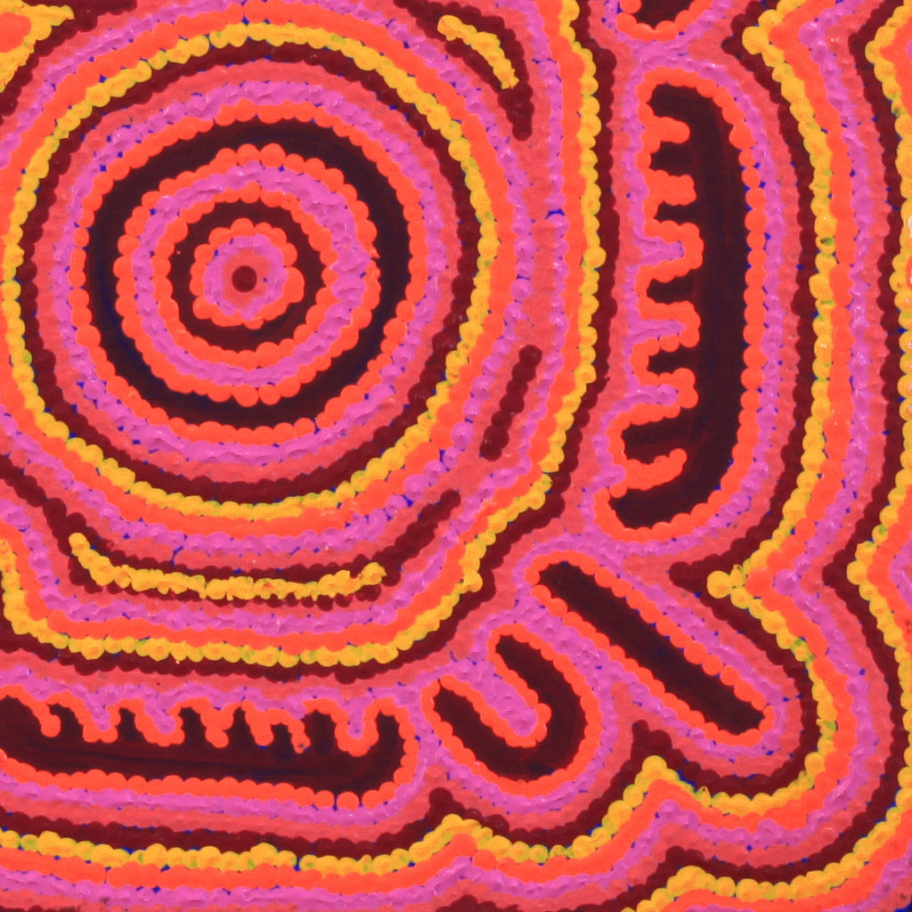 Aboriginal Artwork by Desphina Nampijinpa Brown, Karnta Jukurrpa (Womens Dreaming), 30x30cm