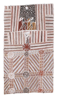 Aboriginal Artwork by Dhukal Wirrpanda, Yalata, 91x52cm Bark
