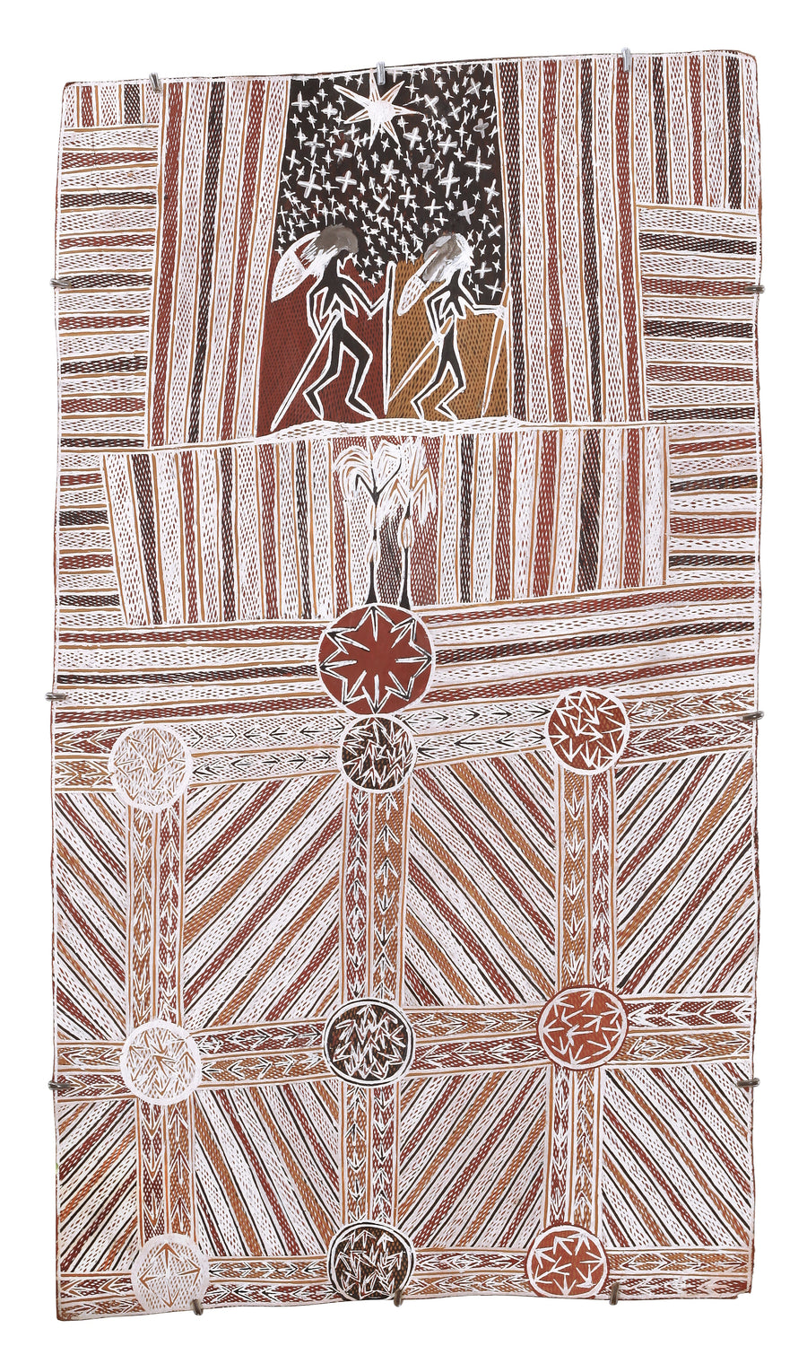 Aboriginal Artwork by Dhukal Wirrpanda, Yalata, 91x52cm Bark