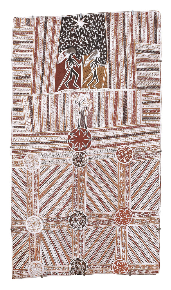 Aboriginal Artwork by Dhukal Wirrpanda, Yalata, 91x52cm Bark