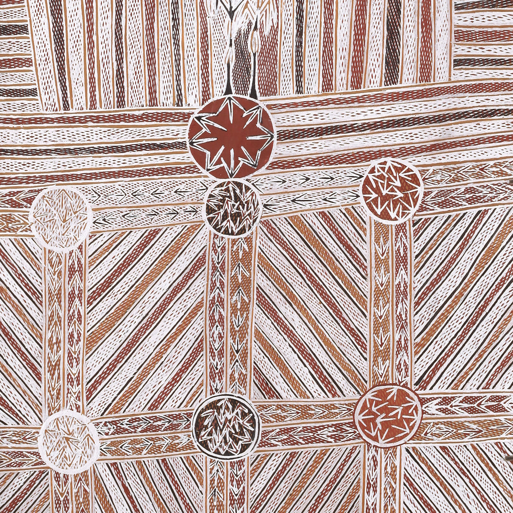 Aboriginal Artwork by Dhukal Wirrpanda, Yalata, 91x52cm Bark