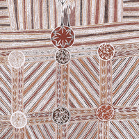 Aboriginal Artwork by Dhukal Wirrpanda, Yalata, 91x52cm Bark