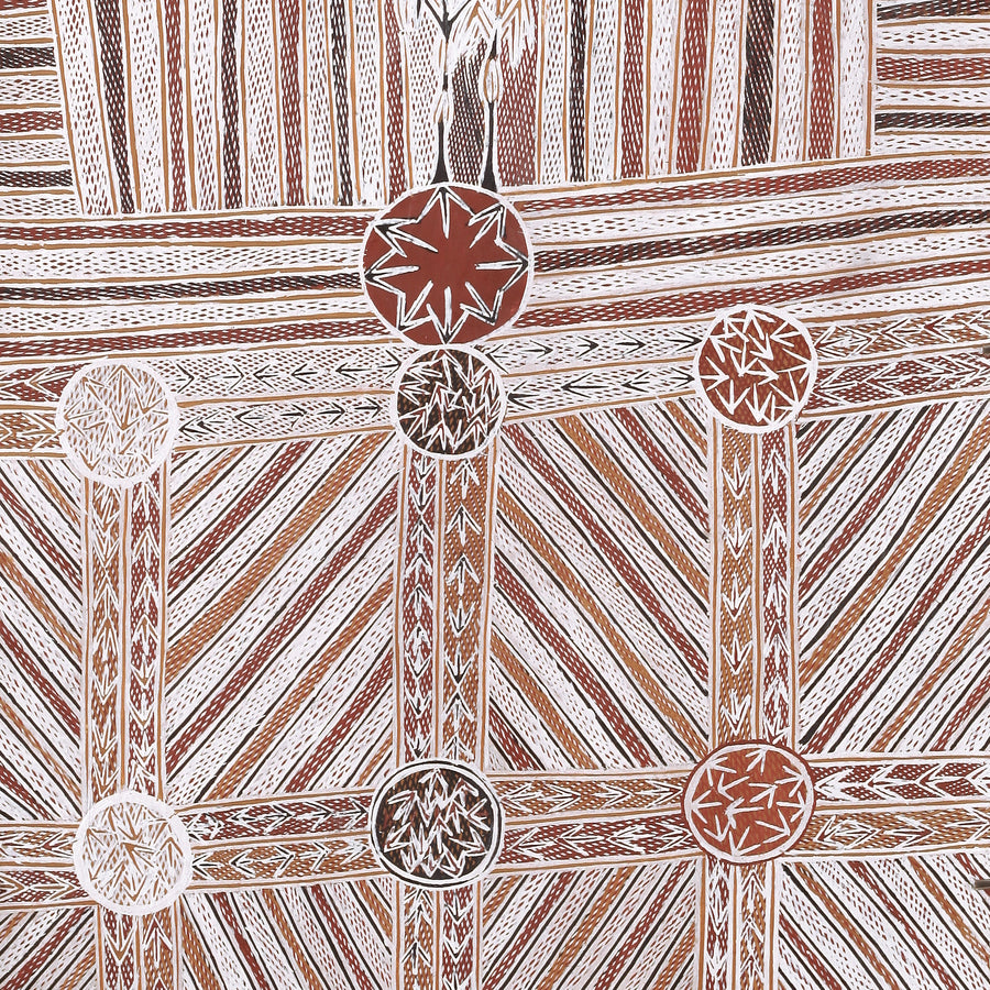 Aboriginal Artwork by Dhukal Wirrpanda, Yalata, 91x52cm Bark