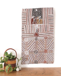 Aboriginal Artwork by Dhukal Wirrpanda, Yalata, 91x52cm Bark