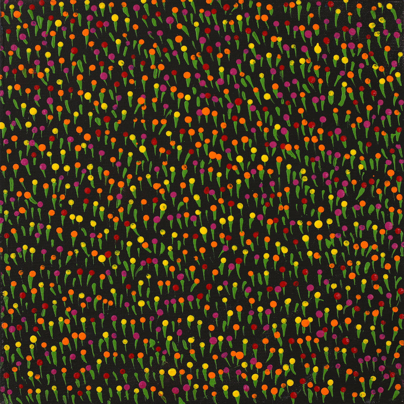 Aboriginal Artwork by Dianne Nangala Egan, Warlukurlangu Jukurrpa (Fire country Dreaming), 30x30cm