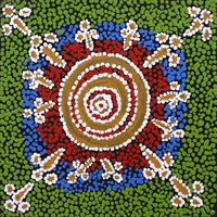 Aboriginal Artwork by Dion Jampijinpa Brown, Yankirri Jukurrpa (Emu Dreaming) - Ngarlikirlangu, 30x30cm