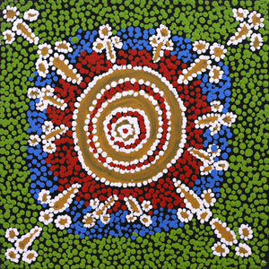 Aboriginal Artwork by Dion Jampijinpa Brown, Yankirri Jukurrpa (Emu Dreaming) - Ngarlikirlangu, 30x30cm - ART ARK®