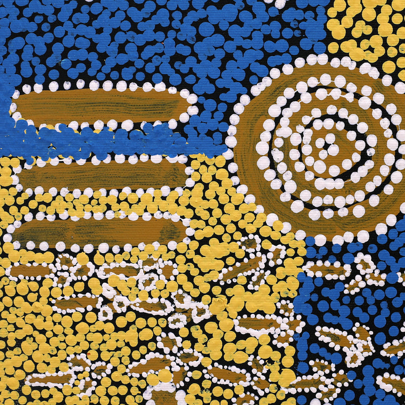 Aboriginal Artwork by Dion Jampijinpa Brown, Yankirri Jukurrpa (Emu Dreaming) - Ngarlikirlangu, 30x30cm