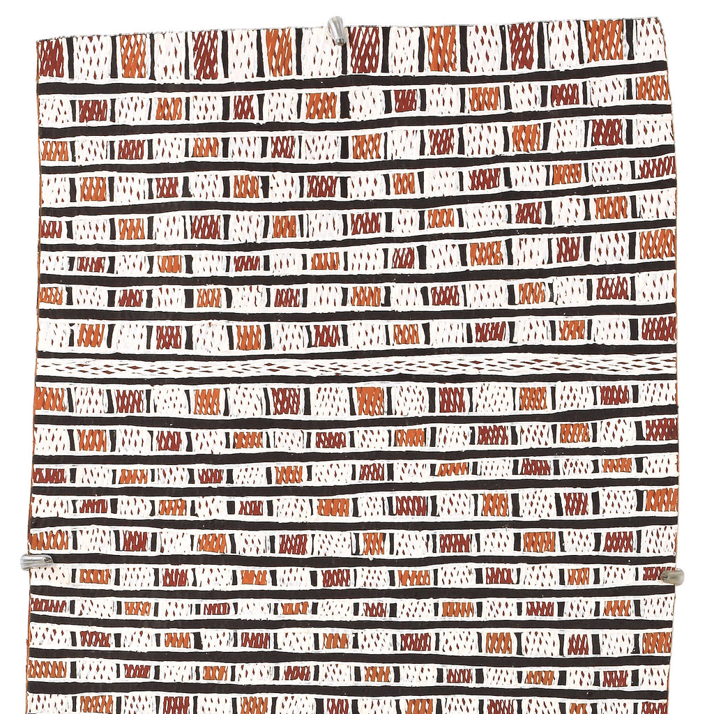 Aboriginal Artwork by Ḏirrpu Marawili, Djapu Design, 84x27cm Bark