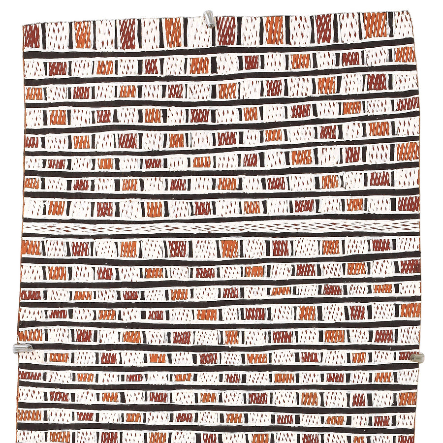 Aboriginal Artwork by Ḏirrpu Marawili, Djapu Design, 84x27cm Bark
