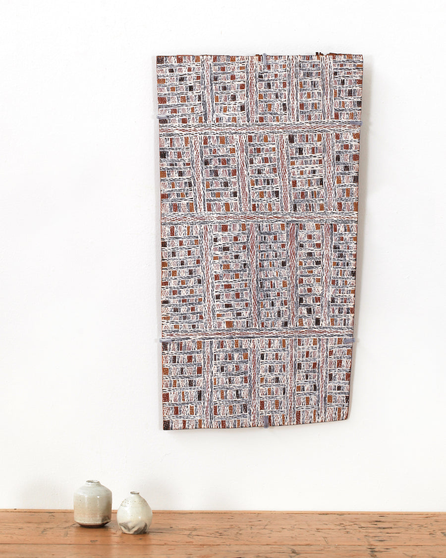 Aboriginal Artwork by Ḏirrpu Marawili Noŋgirrŋa, Djapu, 56x27cm Bark