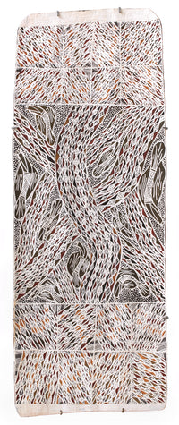 Aboriginal Artwork by Napurrawuy #2 Wunuŋmurra Djapana, Buyku, 129x28cm Bark