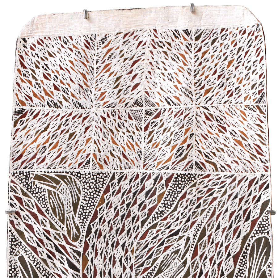 Aboriginal Artwork by Napurrawuy #2 Wunuŋmurra Djapana, Buyku, 129x28cm Bark