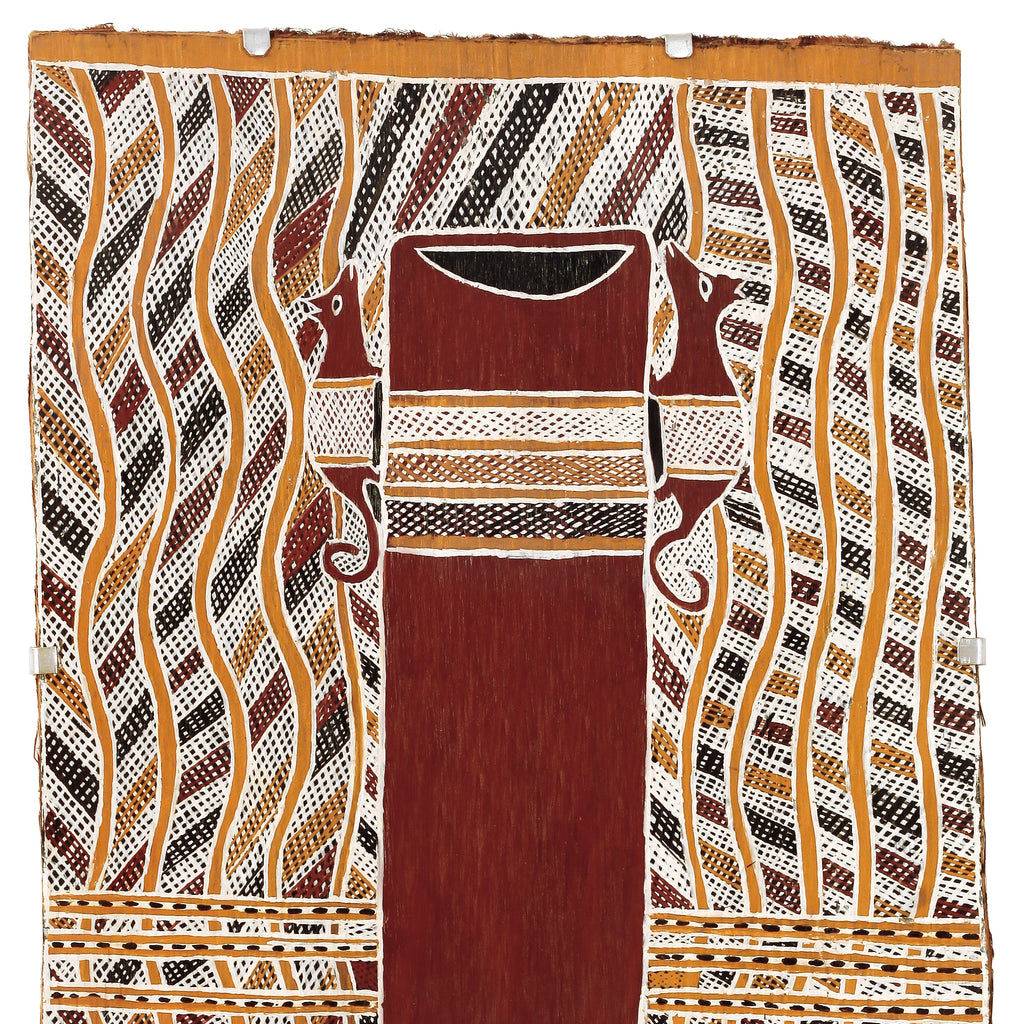 Aboriginal Artwork by Djarrpuy Maymuru, 86x44cm Bark