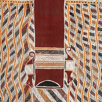 Aboriginal Artwork by Djarrpuy Maymuru, 86x44cm Bark