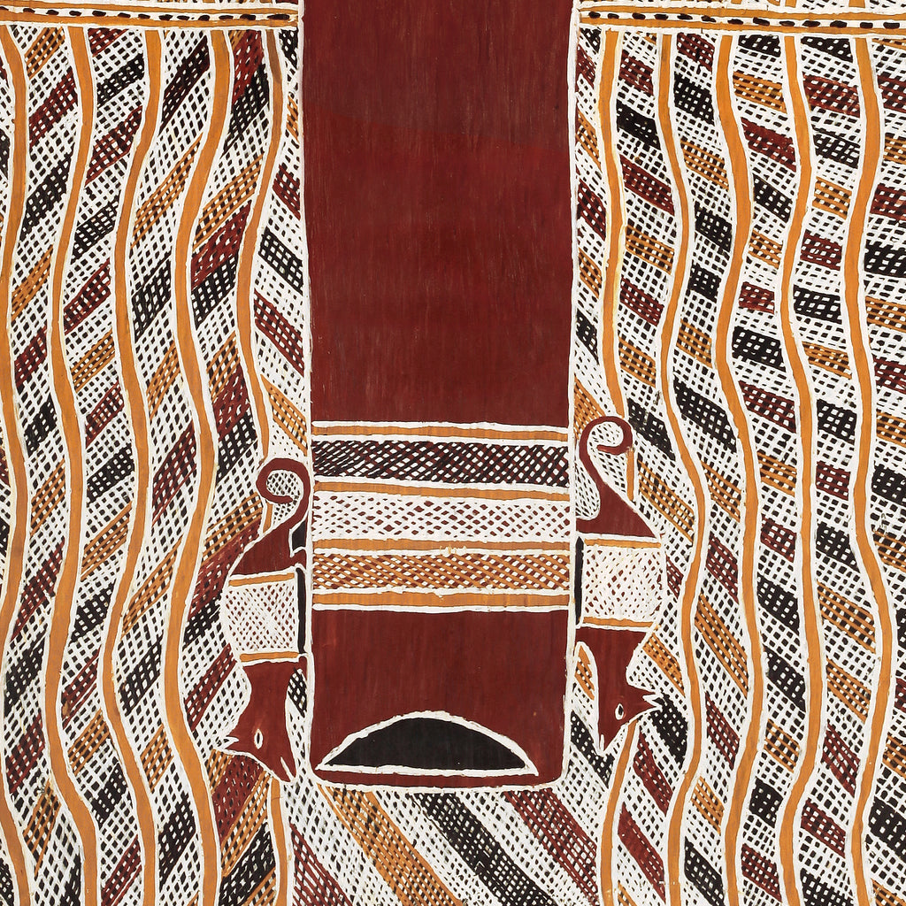 Aboriginal Artwork by Djarrpuy Maymuru, 86x44cm Bark - ART ARK®