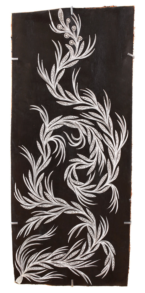 Aboriginal Artwork by Djirrirra Wunuŋmurra Yukuwa, Yukuwa, 68x30cm Bark