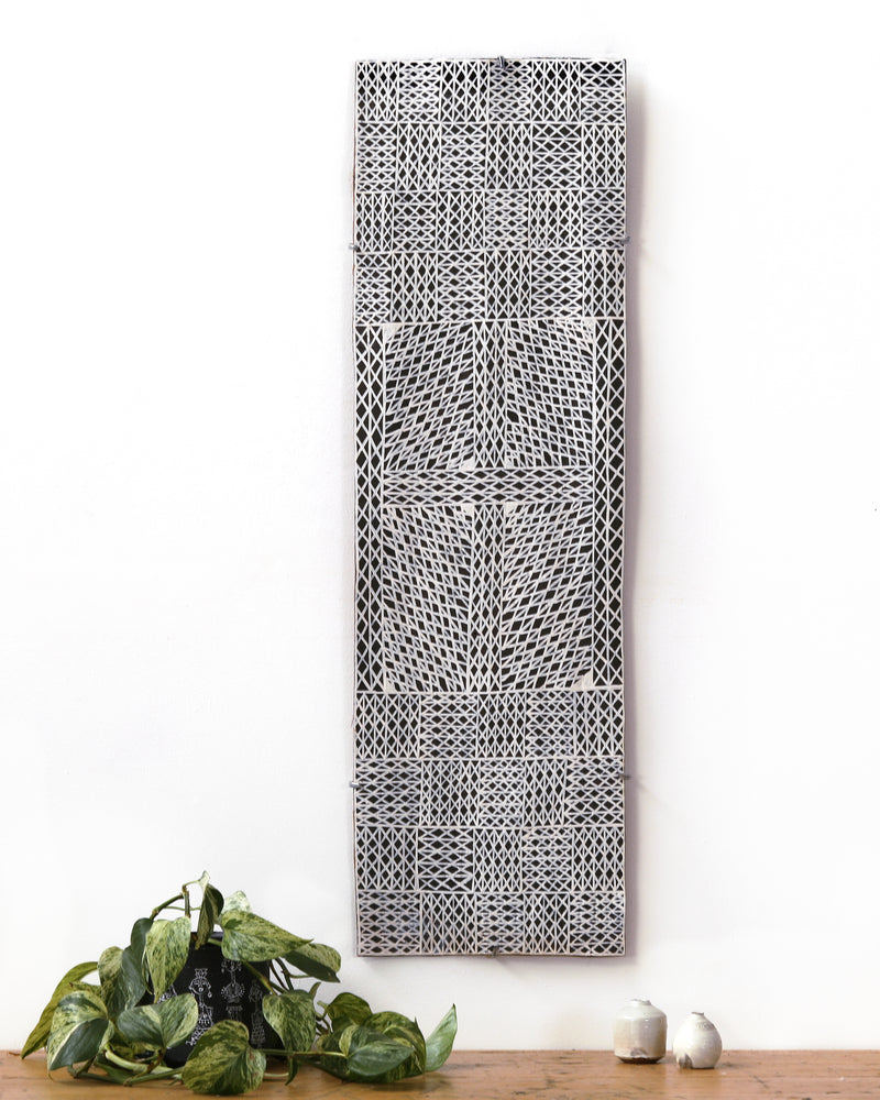 Aboriginal Artwork by Djirrirra Wunuŋmurra Yukuwa, Buyku, 94x28cm Bark