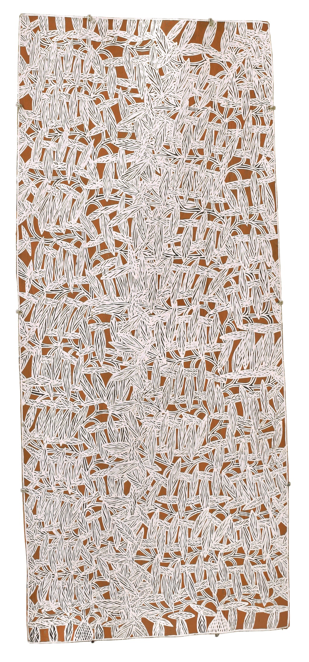 Aboriginal Artwork by Djirrirra Wunuŋmurra Yukuwa, Yukuwa, 105x45cm Bark
