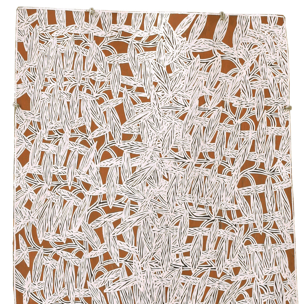Aboriginal Artwork by Djirrirra Wunuŋmurra Yukuwa, Yukuwa, 105x45cm Bark