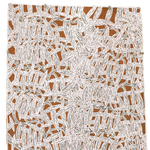 Aboriginal Artwork by Djirrirra Wunuŋmurra Yukuwa, Yukuwa, 105x45cm Bark - ART ARK®