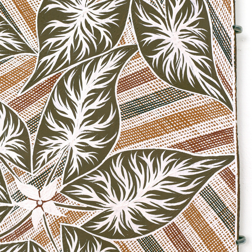 Aboriginal Artwork by Djul’djul Gurruwiwi Susan Wunuŋmurra, Dhatam, 68x40cm Bark