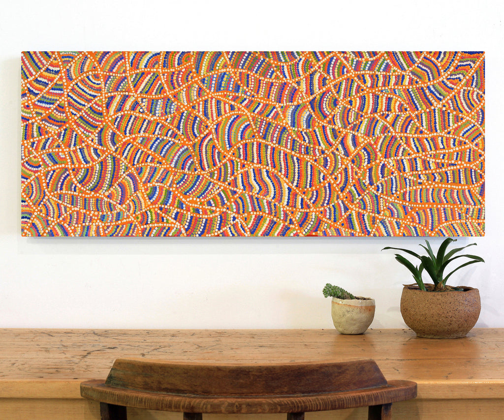 Aboriginal Artwork by Dolcy Roberts, Sandhills in my country, 100x40cm - ART ARK®