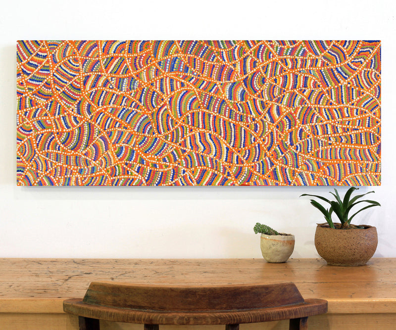 Aboriginal Artwork by Dolcy Roberts, Sandhills in my country, 100x40cm
