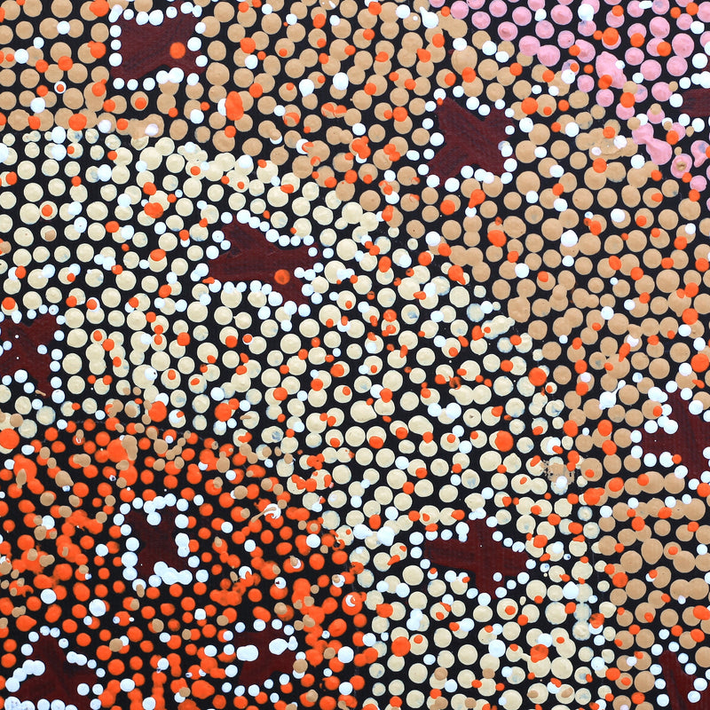 Aboriginal Artwork by Dora Napaljarri Kitson, Ngatijirri Jukurrpa (Budgerigar Dreaming), 30x30cm