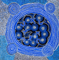 Aboriginal Artwork by Dora Napaljarri Kitson, Ngatijirri Jukurrpa (Budgerigar Dreaming), 46x46cm