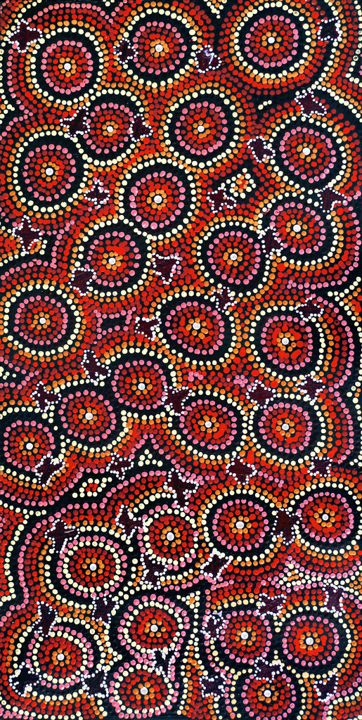 Aboriginal Art by Dora Napaljarri Kitson,  Ngatijirri Jukurrpa (Budgerigar Dreaming), 61x30cm - ART ARK®