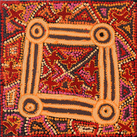 Aboriginal Artwork by Dora Napaljarri Kitson, Ngatijirri Jukurrpa (Budgerigar Dreaming), 30x30cm