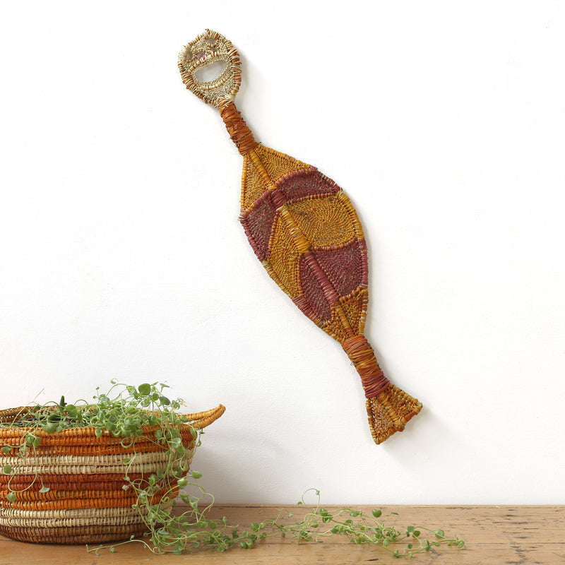 Aboriginal Artwork by Dorothy Bunibuni, Yawkyawk - fish-women spirit, 66x16cm
