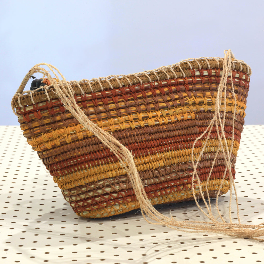 Aboriginal Artwork by Dorothy Warrngarrknga Ganambarr, Gapuwiyak - Woven Bag (30x16x12cm)