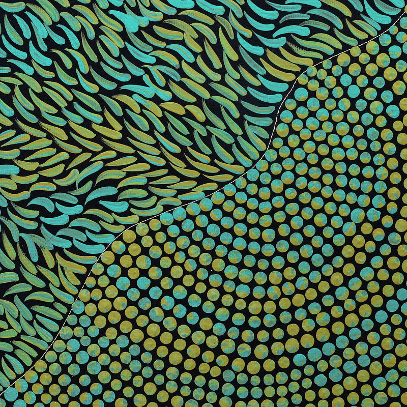 Aboriginal Artwork by Drusilla Nangala Spencer, Watiya-warnu Jukurrpa (Seed Dreaming), 30x30cm