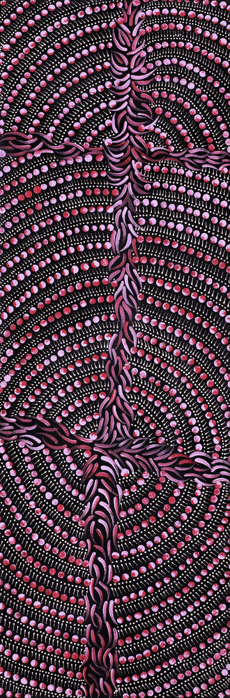 Aboriginal Artwork by Drusilla Nangala Spencer, Watiya-warnu Jukurrpa (Seed Dreaming), 91x30cm