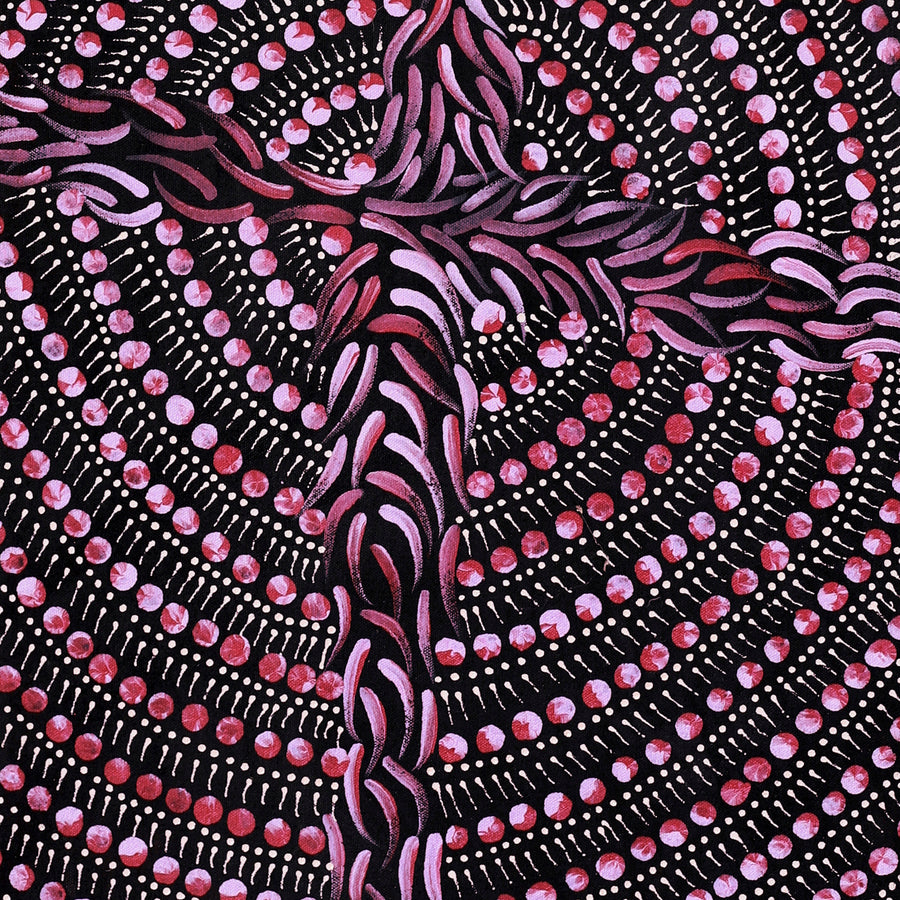 Aboriginal Artwork by Drusilla Nangala Spencer, Watiya-warnu Jukurrpa (Seed Dreaming), 91x30cm