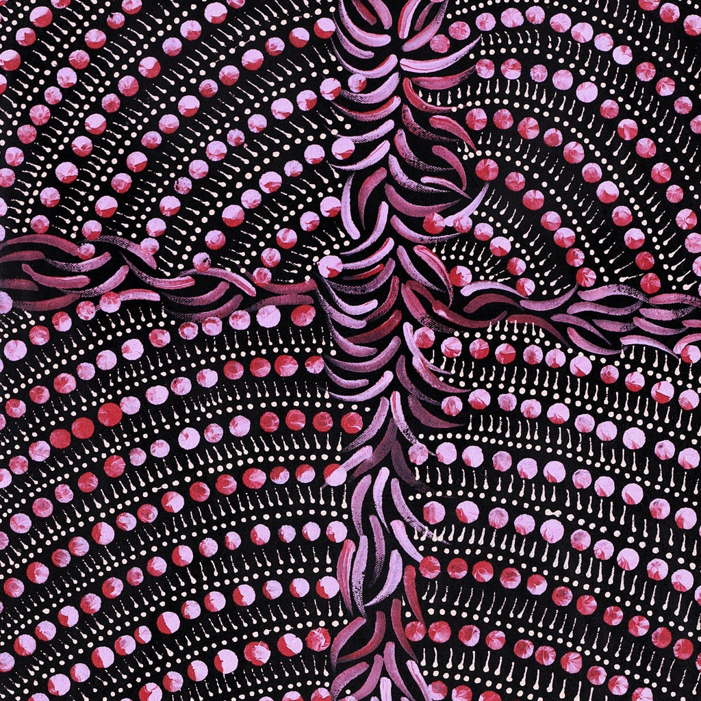 Aboriginal Artwork by Drusilla Nangala Spencer, Watiya-warnu Jukurrpa (Seed Dreaming), 91x30cm